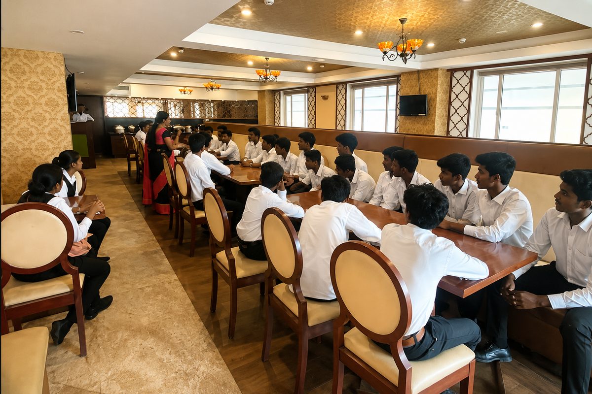 Students in live F&B service training